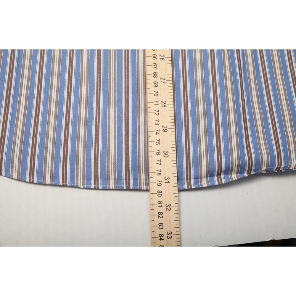 Camicissima Shirt Mens 16 34 Blue Brown Striped Slim Fit Non Iron Pocket